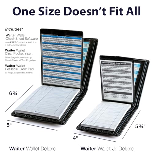 Junior Server Book Organizer with Guest Order Pad | Fits in Apron Pocket | 4 x 5.75