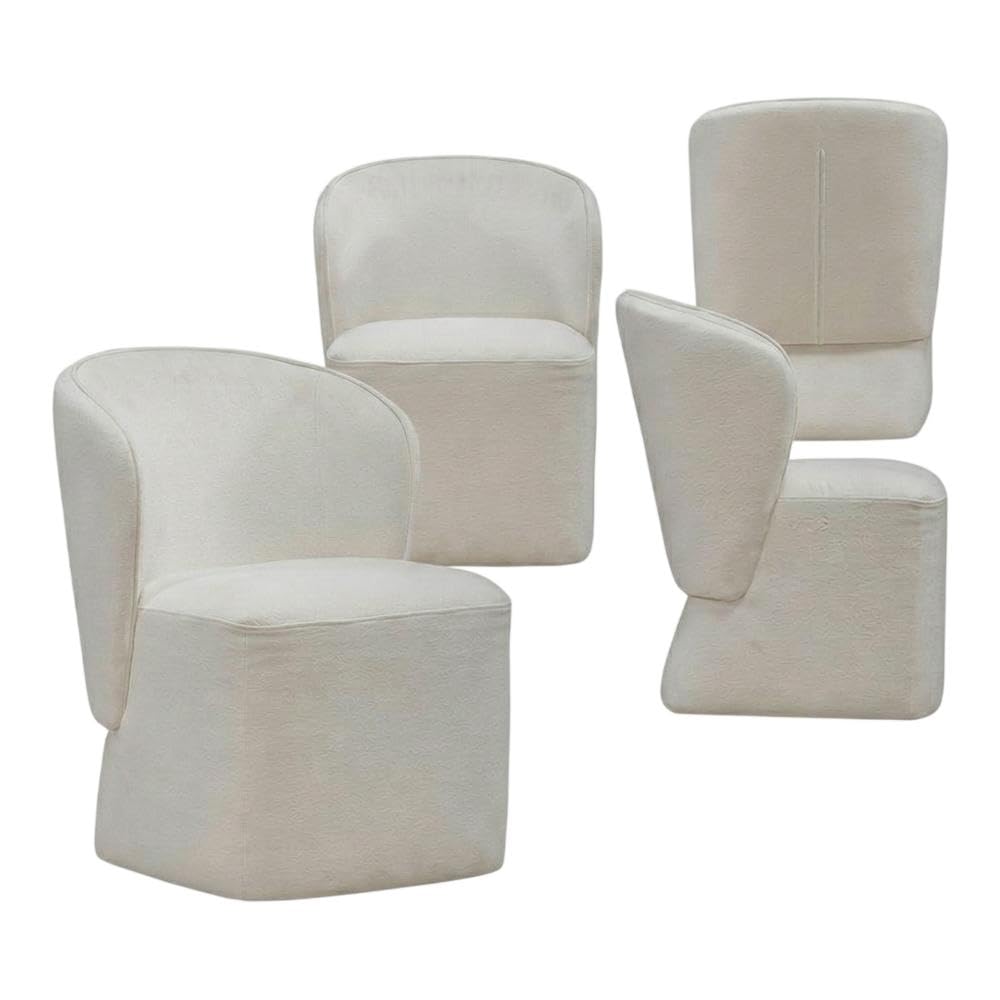 Solid Wood Upholstered Dining Chair with Castors by Starlight Canyon Home – Solid Hardwood,Plywood, White, Pack of 4