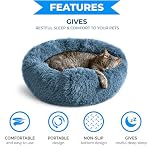 Whiskers & Friends Cat Beds for Indoor Cats, Fluffy Calming Donut Cat Bed, Small Dog Bed Washable - Orthopedic Soft Plush Pet Beds Sized for Kitten to Large Cats & Puppy to Small Dogs - Navy Grey 20'' - Image 3
