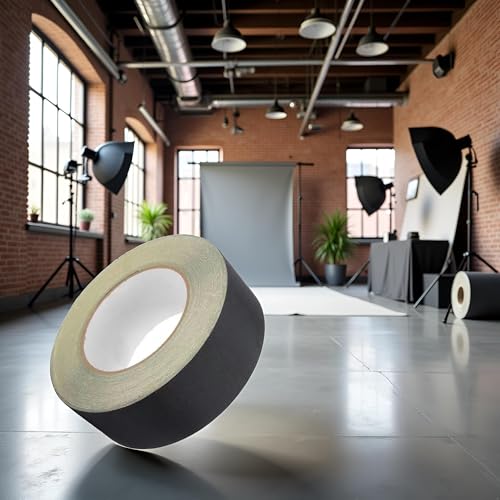 Image of Jinshining Gaffer Tape Black 1 inch X 30 Yards, Heavy Duct Matte Finish Gaff Tape, Non Reflective, Waterproof, No Residue, Tear by Hand for Photography, Filming Backdrop, Production，Adhesive Tapes