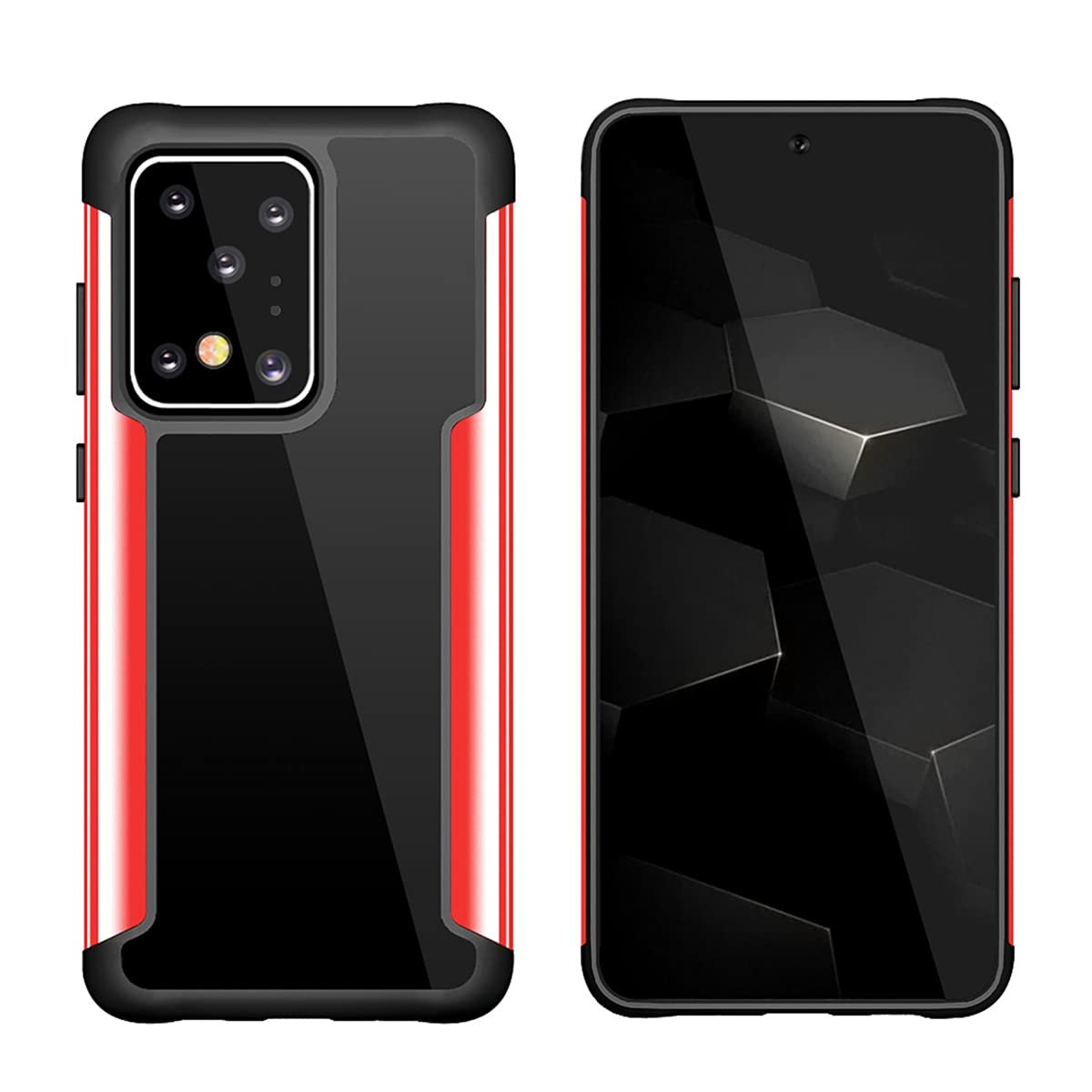 Grandcaser Case for Galaxy S20 Ultra Ultra-thin PC+Metal TPU Bumper Shock-Proof Drop-Proof Protective Cover for Samsung Galaxy S20 Ultra 6.9" -Red