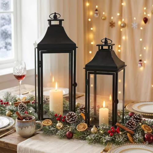 SwallowLiving Black Outdoor Decorative Lanterns...
