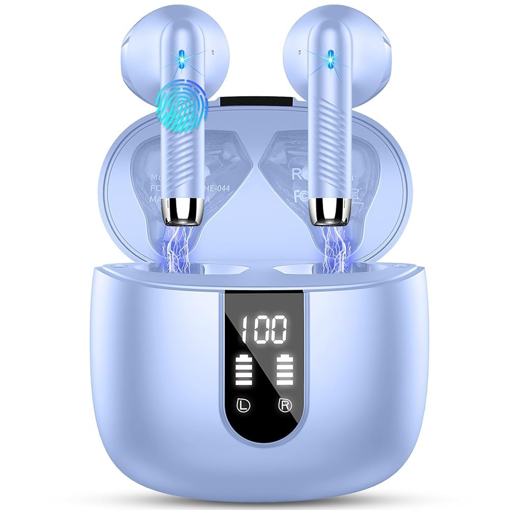 Auriculares Inalambricos, Auriculares Bluetooth 5.4 HiFi Estéreo, 50H Cascos Inalambricos Bluetooth con 4 HD Mic,2024 Audifonos Inalambricos Cancelacion de Ruido ENC/Pantalla LED/IP7 Impermeable/USB-C — view 14