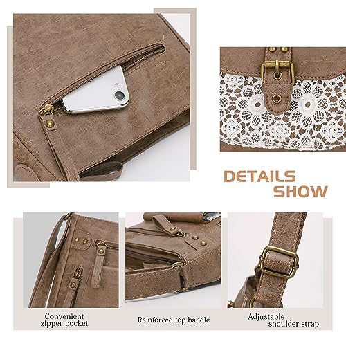 Image of Crossbody Bags for Women Medium PU Leather Multi Pocket Shoulder Purses