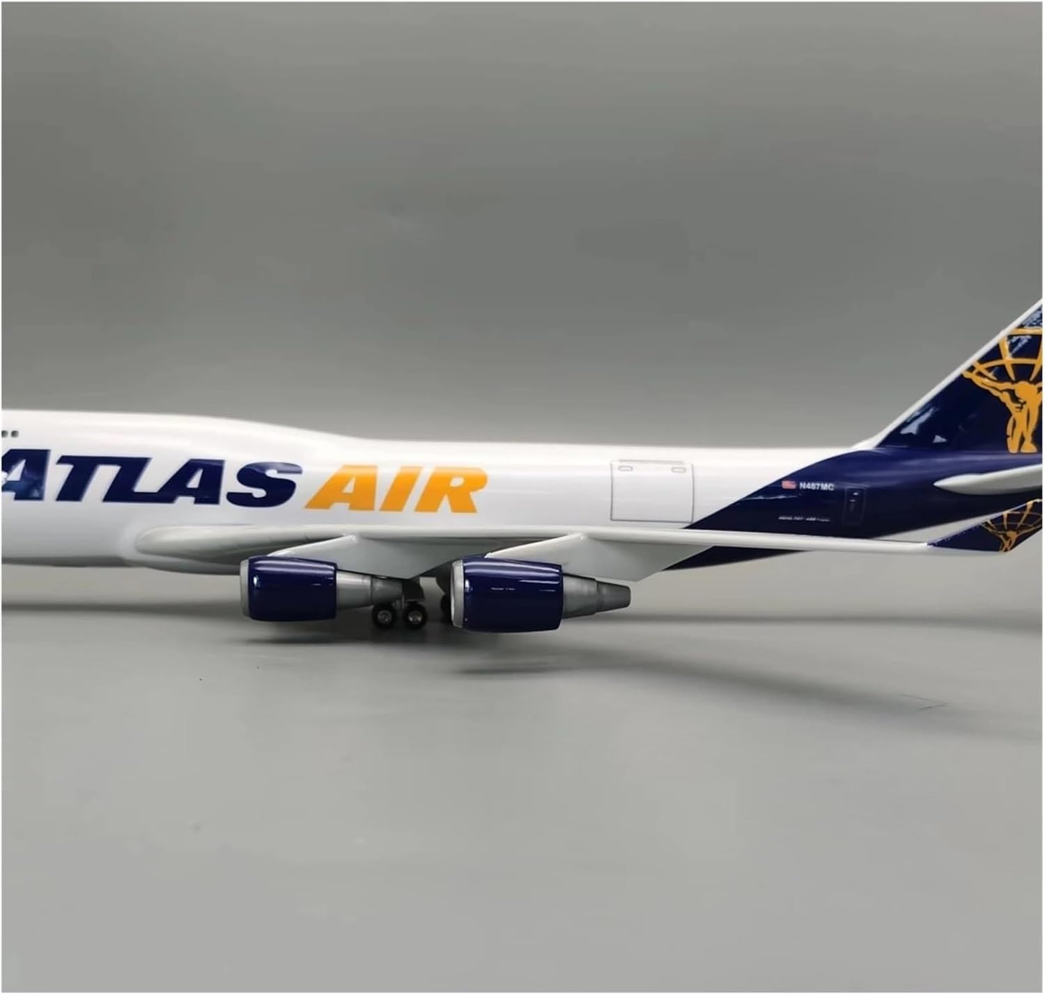 1:150 for B747-400 Atlas AIR Aircraft Model Collectible Display Gift Enthusiast Toy Hobby Playgame Kit