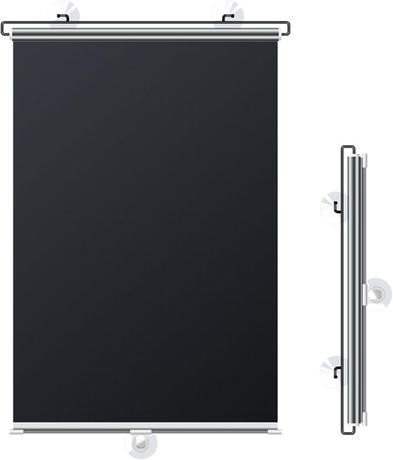 Suction Cup Roller Blinds for Windows, Black Blackout Roller Blinds, No Drilling Sunshade Thermal Insulation and Sun Protection Privacy Screens,Retractable Portable Curtains