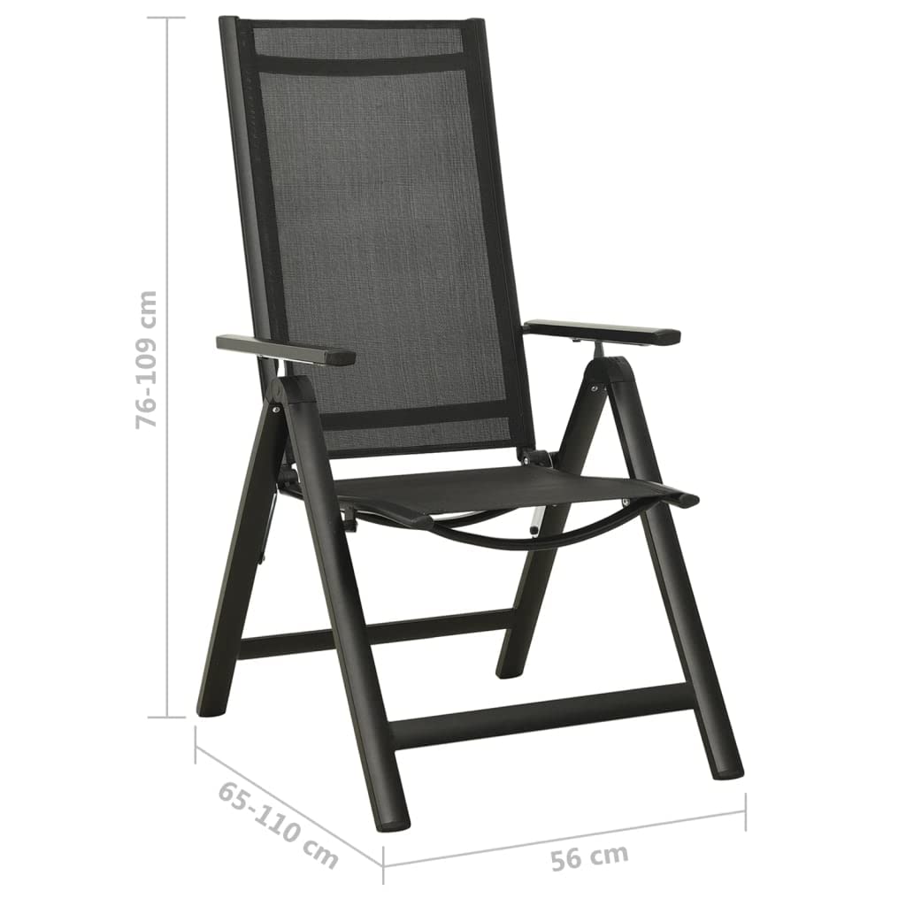 vidaXL Składane krzesła ogrodowe 2 szt., textilene i aluminium, czarne