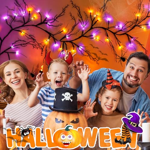 Guirnalda de luces de Halloween de sauce con luces LED moradas 6
