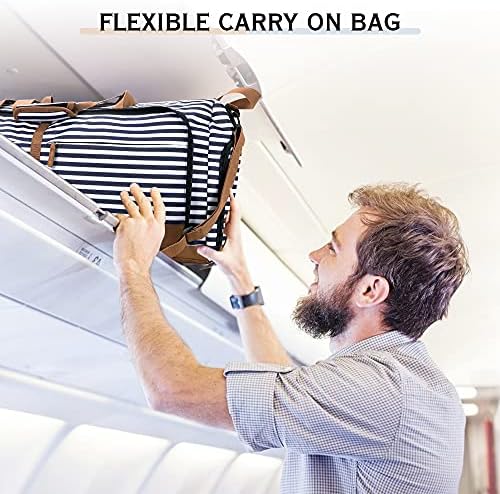 Lekesky 80L Travel Duffel Bag Foldable Weekender Bag with Shoes Compartment for Women Men Water-proof & Tear Resistant (Borwn with Striped, 80L) 7 Lekesky 80L Travel Duffel Bag Foldable Weekender Bag with Shoes Compartment for Women Men Water-proof & Tear Resistant (Borwn with Striped, 80L)