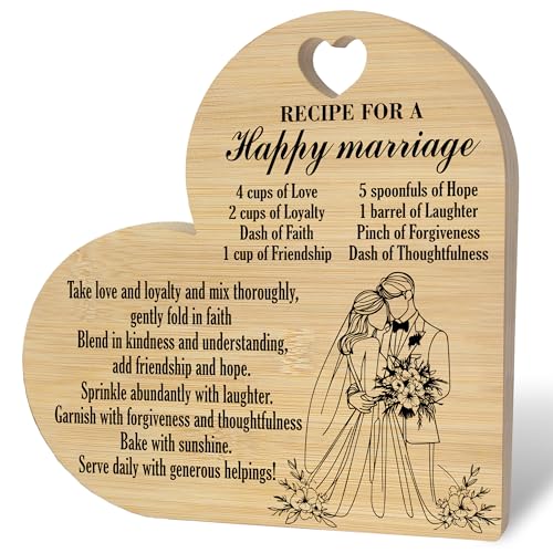 Tabla de Cortar en Forma de Corazón para Boda | Regalo para Recién Casados 'Mr and Mrs', Tabla de Cocina Grabada con Frase 'Happy Marriage', Ideal para Aniversario o Inauguración de Hogar (24,89 x 24,89 cm) miniatura 1
