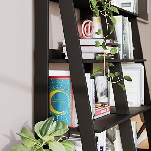 Conjunto de 2 Estantes para Livros Escada Biblioteca 140x61cm 4 Prateleiras Tok Yescasa Preto Fosco