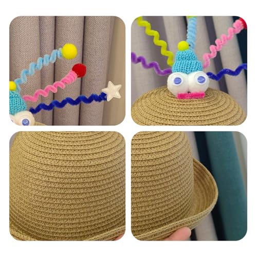 Funny Kids Straw Sun Hat for Summer Cosplay Party Panama Hat3