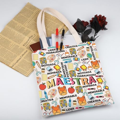 Bolso tote Maestra para profesora de español, regalo para maestras, bolso de hombro bilingüe (Maestra TB) miniatura 2