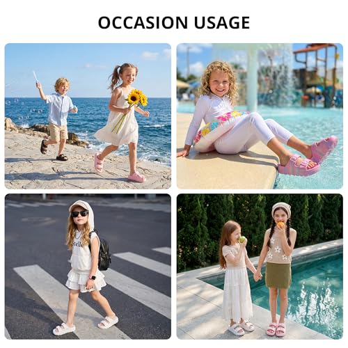 Image of Stelle Girls Double Buckle Slide Sandals Boy Slippers | Kids Summer Shoes,Shower,Beach,Pool,Slip on Clouds,Waterproof,Easy to clean