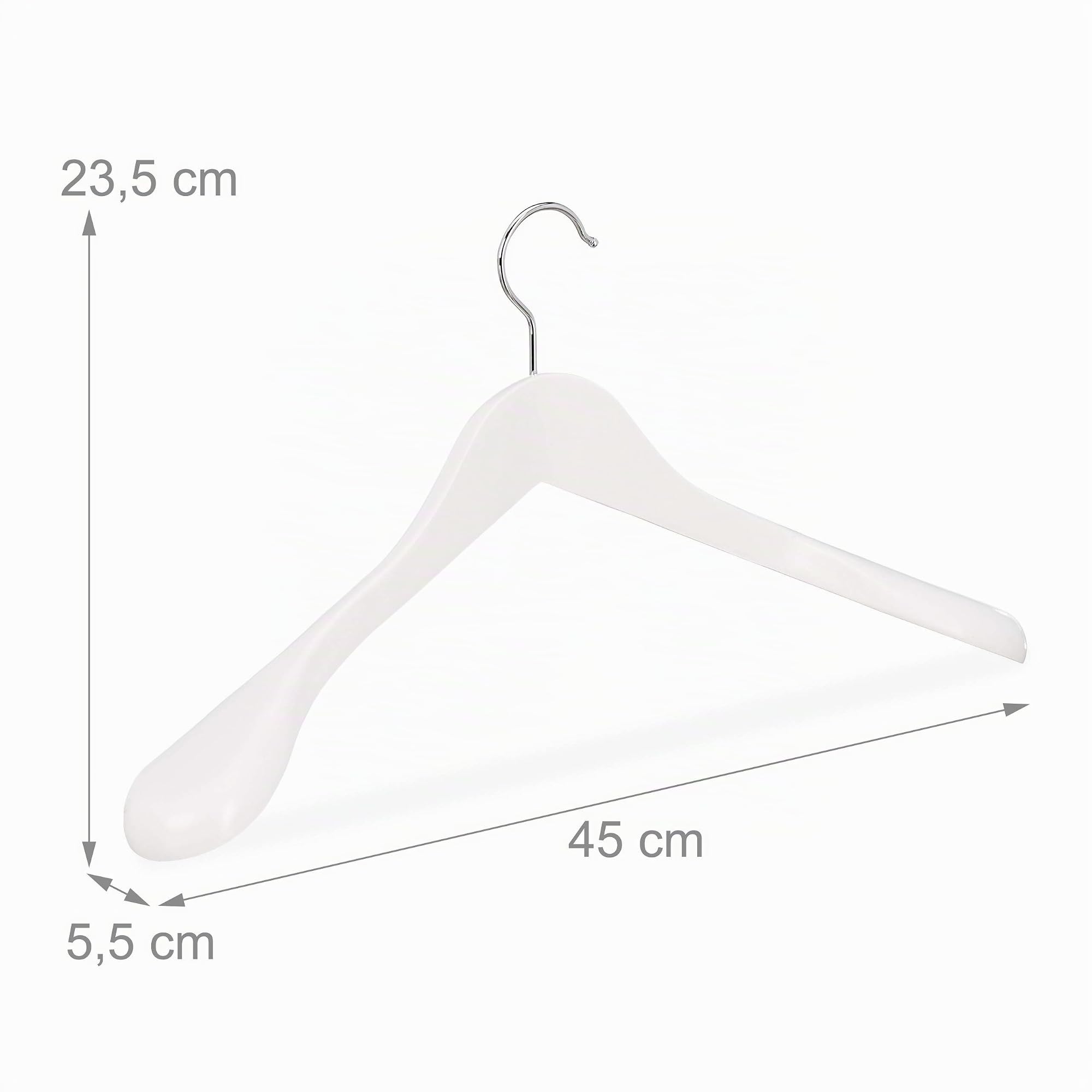 Relaxdays Cintre épaule Large, Set de 10, Cintre en Bois, Vestes, Costumes, Crochet 360°C, Blanc