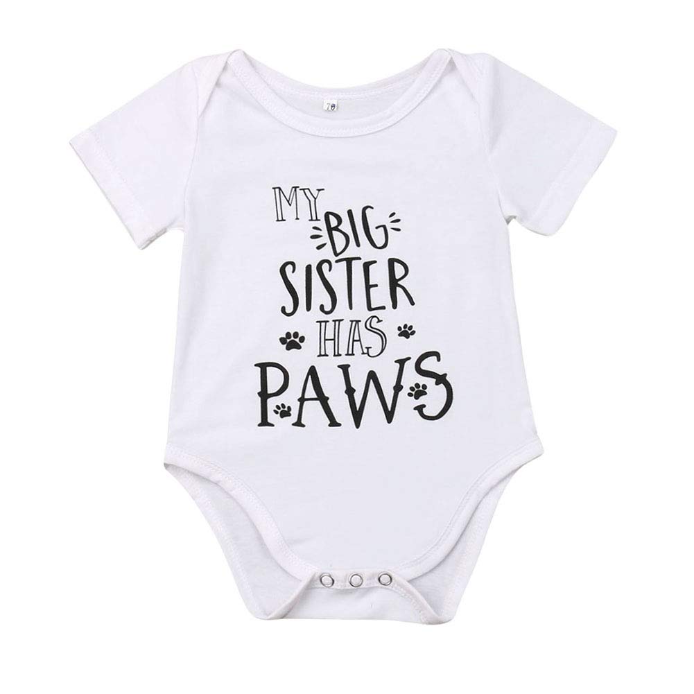 Newborn Unisex Baby Funny Onesie Baby Girl Boy Short Sleeve Shirt Cotton Bodysuit Romper (Big Sister, 3-6 Months)
