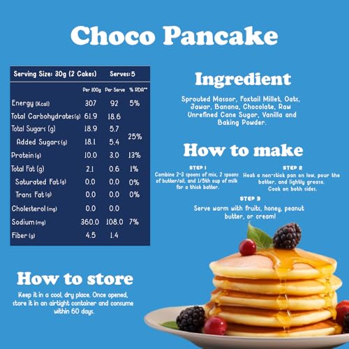 Gladful Chocolate and Banana Millet Pancake, No Maida, No Refined Sugar, Gluten Free, High Protein, No Palm Oil, Low GI Millet Grain 300 Grams (Pack of 2) - Image 3 thumbnail
