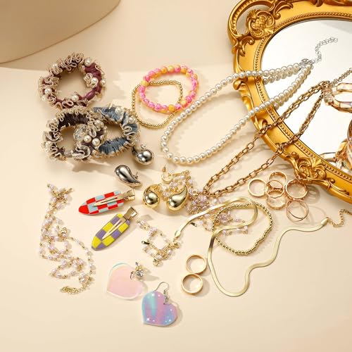 Mystery Jewelry Jar Bundle, Vintage Jewelry Box, 40-45 Piece Surprise Box for Women, Gift Set Multi Style of Earrings Rings Bracelets or Necklaces, Unique Birthday Gift for Her (various)3