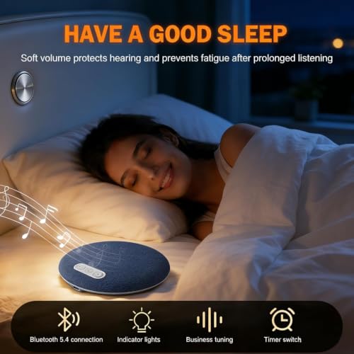 Image of Bluetooth Pillow Speaker for Sleeping,Ultra-Thin Under Pillow Speaker with White,Pink Noise, Sleep Timer, Wireless Private Listening,Rechargeable Sleep Aid for Side Sleepers,Bedtime Music