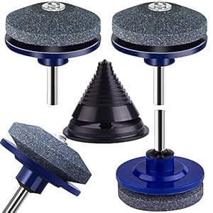 BESLIME Awn Maaier Blade Sharpener Set – 4 Packs Grasmaaier Blade Sharpener voor Boor met 1 Stks Grasmaaier Blade…
