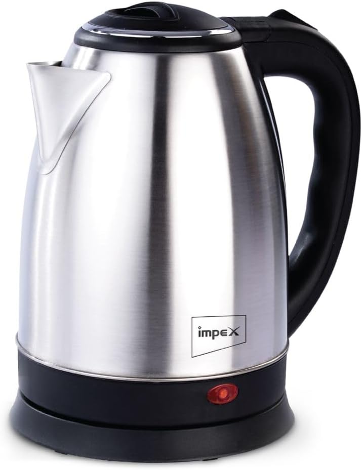 Impex STEAMER 1803 1500W 1.8 Liter Stainless Steel Electric Kettle with Triple Thermostat and Heat Resistant Handle