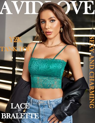 Image of Avidlove Bralettes for Women Lace Spaghetti Strap Tank Top Tube Slim Basic Camisole