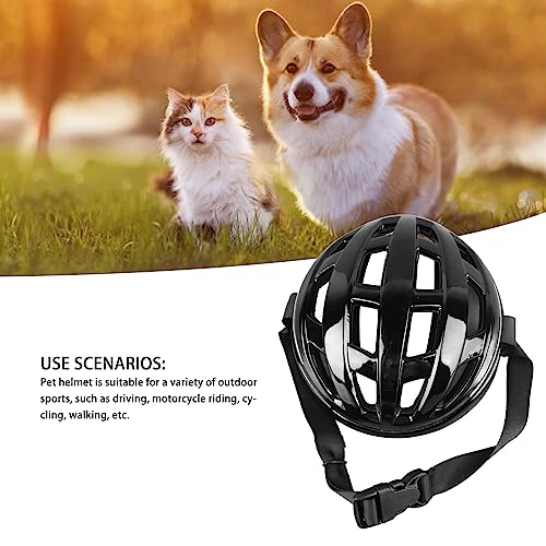 Hundehelm für Kleine Hunde, Haustier-Motorradhelm, Hut mit Ohrlöchern, Verstellbarer Gürtel, Sicherheitshut für Welpenreiten (S 10cm)