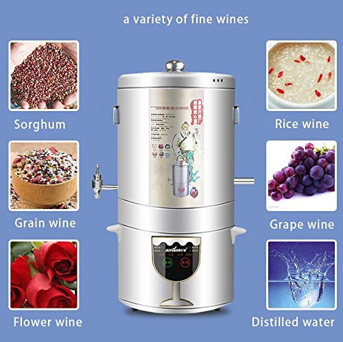 YUEWO 5-15L Multi-Function Alcohol Distiller + Fermenter DIY Home 220V Moonshine Ethanol Wine Maker Copper Stainless Steel B