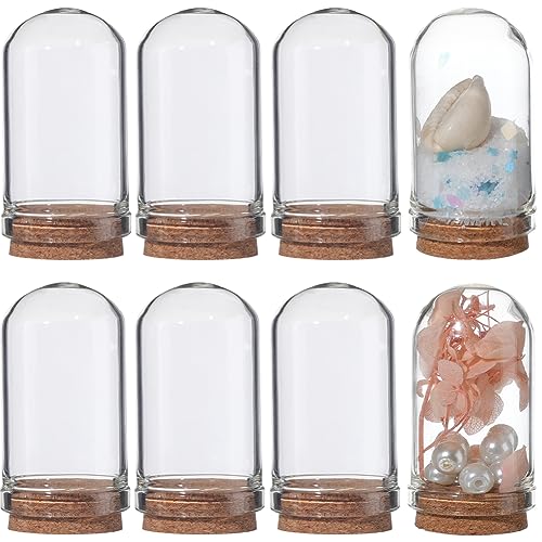 SUNNYCLUE 16Pcs 1.77 inch Cloche Bell Jar Bell Cloche Glass Dome Glass Dome Showcase Display Dome with Cork Base Display Storage Container Mini Glass Bottles for Home Party Wedding Gift Craft Decor