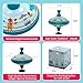 Beeqoo Humming Top Tin Spinning Top for Baby 18 Months and up, Classic Retro Toys for Toddler, Pump Spinner with Base, Parade Fun 7.9” Large Size