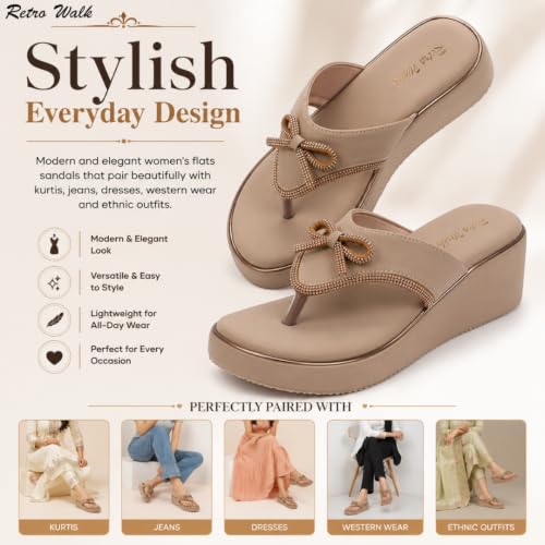 Image of Women Soft Synthetic Embellished Comfort Flats for Casual Ethnic |TPR Sole Slip On Sandalsfor Women & Girls | Lightweight Chappals for Ladies
