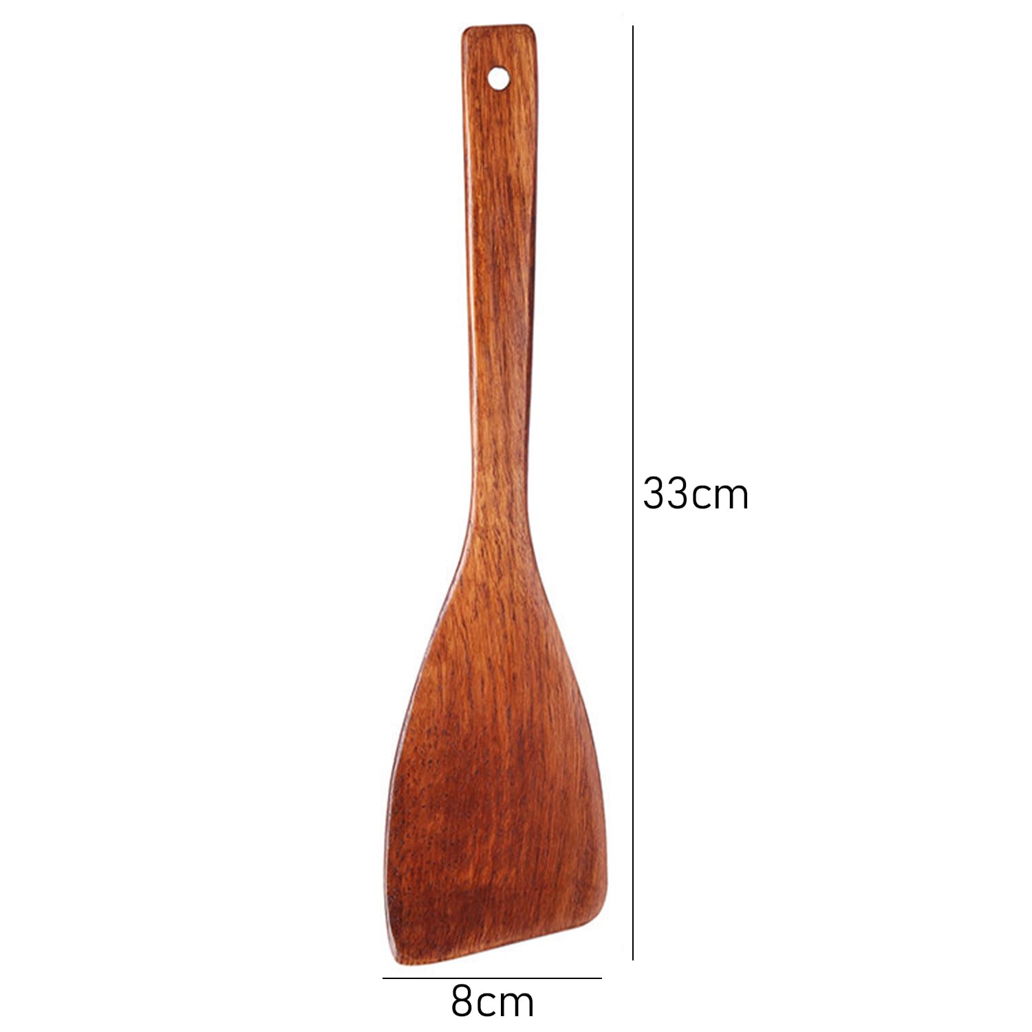 2-Piece Long Handle Non-Stick Heat-Resistant Wooden Cooking Spatula Set, Brown, Small - Image 2