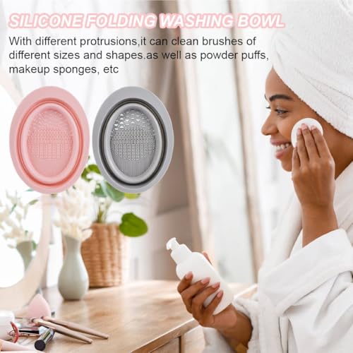 JYNXOR 2 Pcs Alfombrilla De Limpieza De Brochas Cosméticas, Limpiador Brochas, Almohadilla De Silicona Para Brochas De Maquillaje, Herramienta De Lavado De Brochas De Maquillaje Plegable Portátil - imagen 6