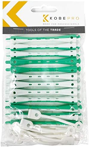 Kobe Professional Hairdressing Perm Rods with Rubbers - Non-Slip, Curling Tools for Wet/Dry Hair, Durable & Reusable - Ideal for Salons & Home Use - Green/White 6 mm