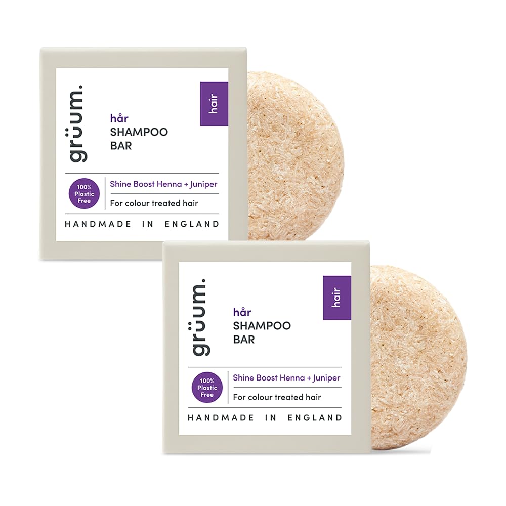 grüum Twin Pack Shine Boost Shampoo Bar 50g, Solid Shampoo Bars for Hair Up to 60 Washes