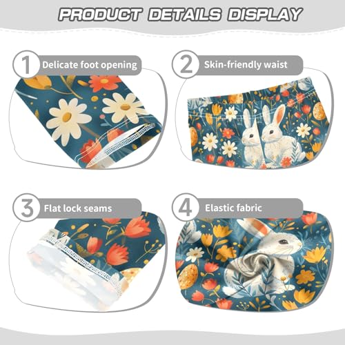 Flower Rabbit Egg Girls Leggings Athletic Pants Tights Stretch Bottom3