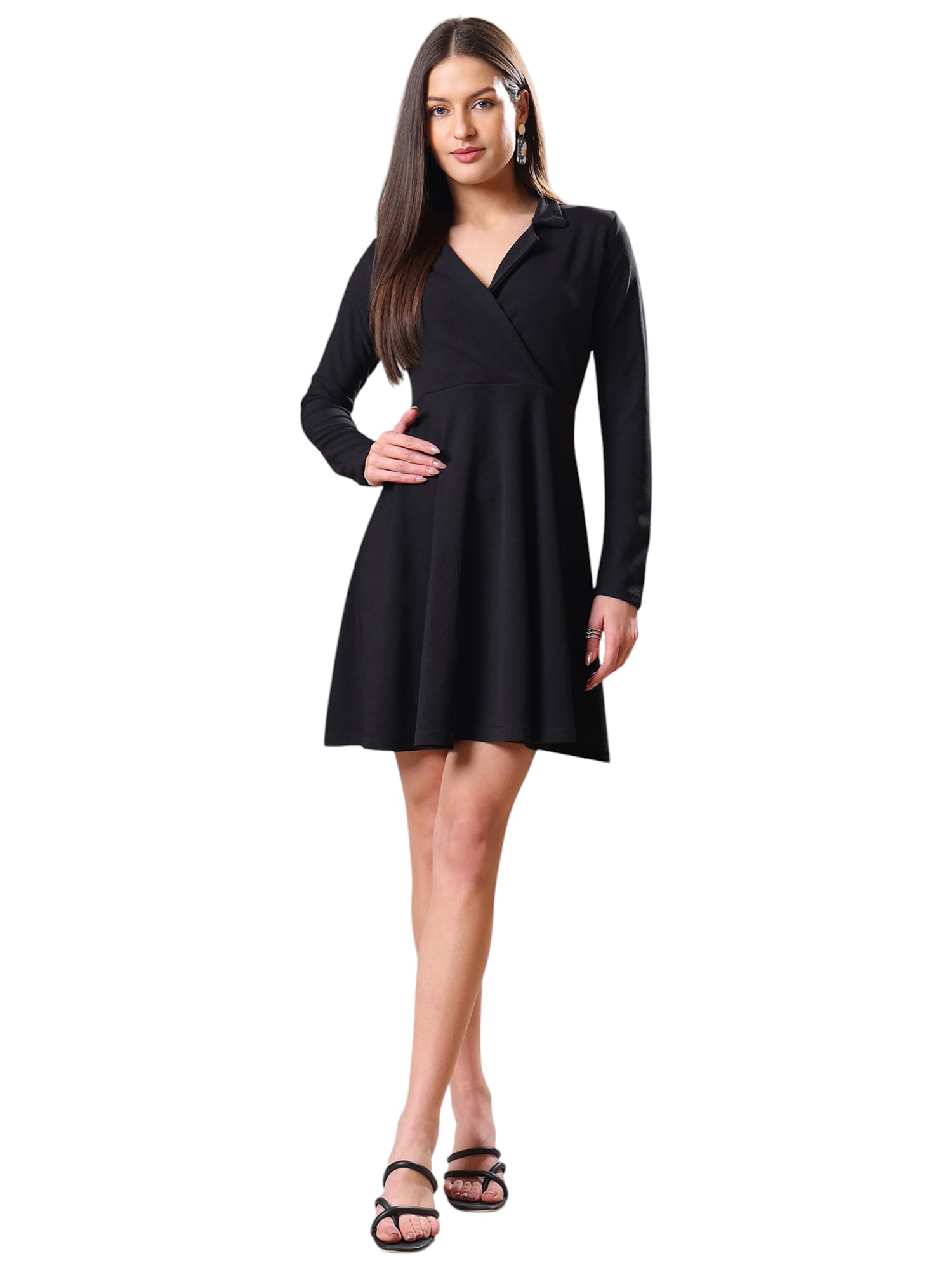 Purvaja Womens Fit & Flare Mini Dress (Bely-153_Black_Medium)
