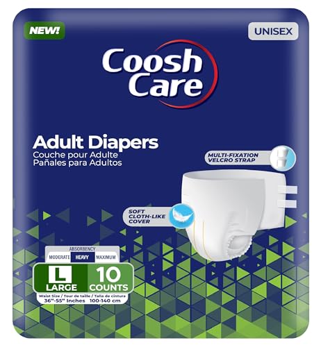 Adult Diapers with Maximum Absorbency – Comfortable, Leak-Proof, | Disposable Diapers for Unisex – Odor Control, Overnight Protection, (Large) Bulk Buy (Large, 10, Count)