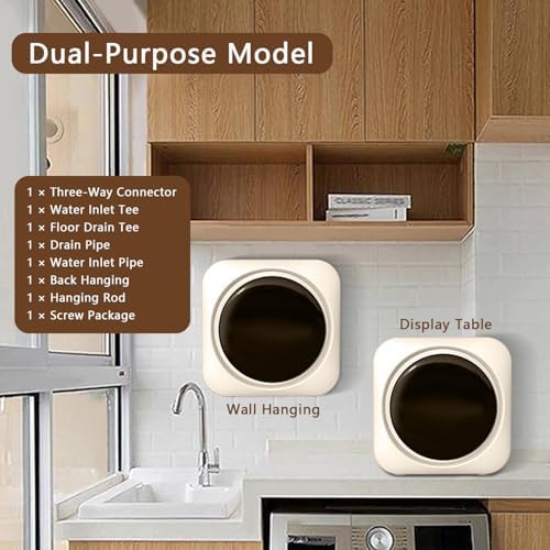 Full Automatic Washing Machine, 3.5L Wall-Mounted Laundry Machine, With LED Display/Drain Dump / 4 Modes, Portable Tumble Dryer for Apartments