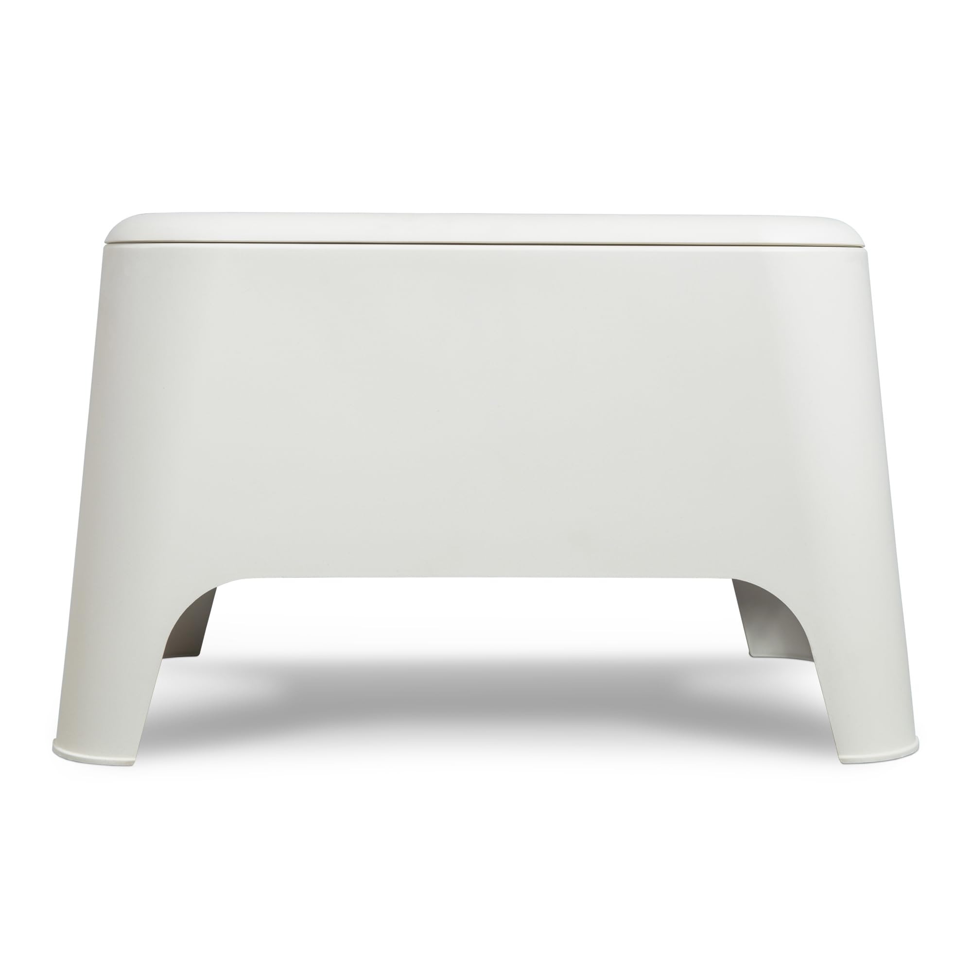 Tavolino Petra bianco 59x39x36 cm moderno con vano portaoggetti 21 litri coperchio rimovibile plastica riciclata uso esterno