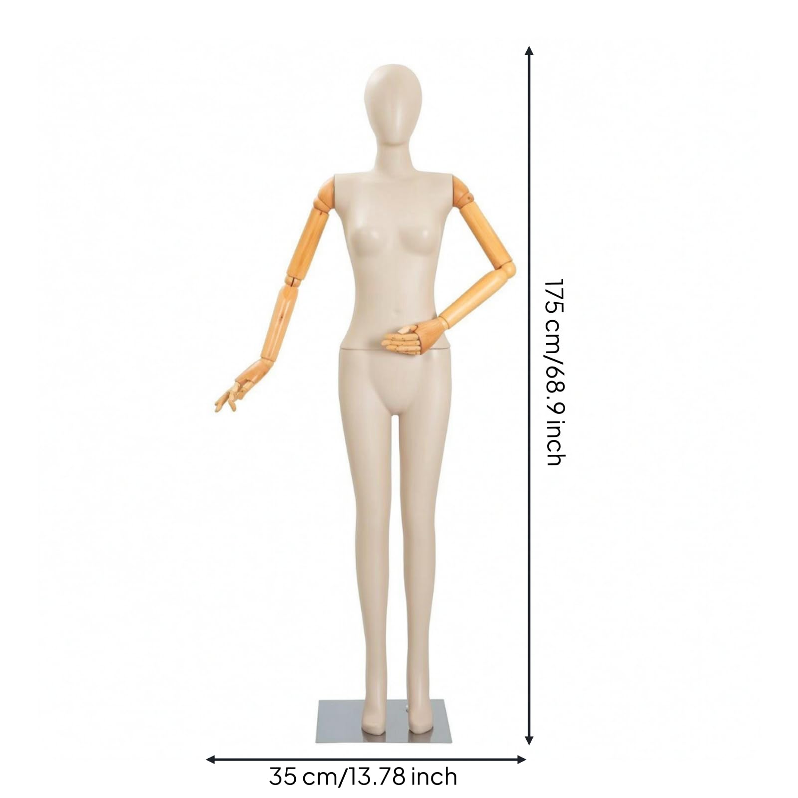 Maniquí Articulado con Base Cuadrada Estable Maniquí Femenino Cuerpo Entero Realista para Boutiques, Style to 1