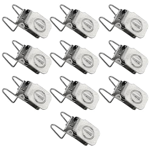 ANDUSTRIAL - Small Durable Clips/Clamps for Displaying Shawls, Leather Hides, Quilts, Mats, Rug Samples, Towels, Fabric On Wall - Wire Backed Alligator Rug Clips - Silver, 10 Clips