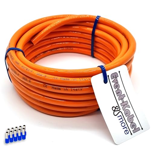 Event-Kabel & more PUR-Leitung orange H07BQ-F 3x2 5mm2 Polyurethanleitung Baustellenkabel Industriekabel für den Außenbereich 5-100m inkl. 10x 2 5mm Aderendhülsen (10 Meter)