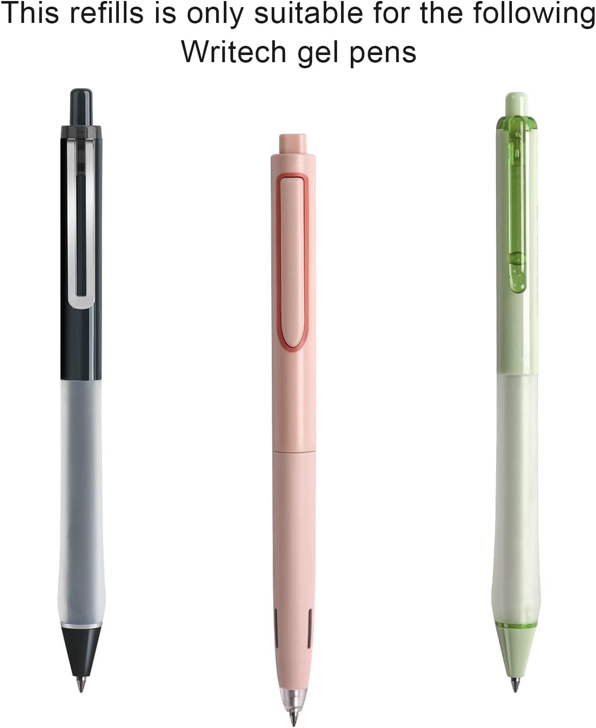Writech Liquid Gel Pen Refills: Fine Point 0.5mm Black Ink Twin-Ball Nib Refill Multi-Compatible with Retractable Click Pens Quick Dry Smooth No Smear Smudge for Writing Sketching & Taking Notes 8ct