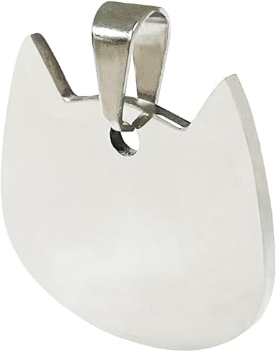 5 etiquetas de identificación de cabeza de gato para mascotas, nombre de gato, acero inoxidable, estampado en blanco, etiquetas de collar de