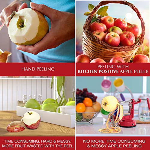 Kitchen Positive Apple Peeler Slicer Corer - Apple Spiralizer With Strong Suction & Durability - Apple Peeler Corer Slicer Suction Base Made With Food Grade Stainless Steel Adjustable Blades #TOP1