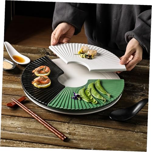 Plato japonés cerámico estilo abanico para sushi miniatura 7