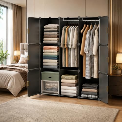 Image of Mevigo Plastic Wardrobe for Kids & Baby | 9-Door Cupboard for Clothes | Almirah for Kids Clothes | Collapsible Baby Wardrobe | Cupboard Storage Rack for Toys Books | Bedroom -Grey