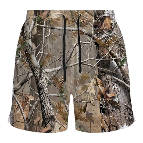 Daozundi Men's Athletic Running Shorts with Pockets,Camo Tree Brown...