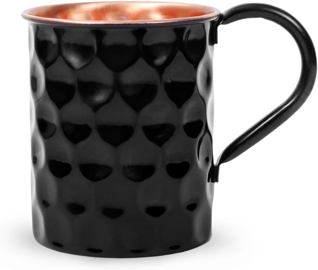 Black Moscow Mule Copper Mugs Set of 3 (1 Jug + 2 Mugs) - 16oz, Hammered Diamond Pure Copper Handmade Moscow Mule Mug Gift item